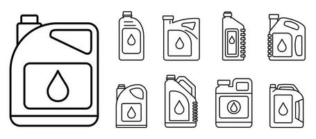 ensemble d'icônes d'huile moteur moderne, style de contour vecteur