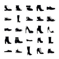 jeu d'icônes de chaussures chaussures, style simple vecteur
