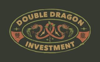 double dragon investissement timbre insigne logo vintage
