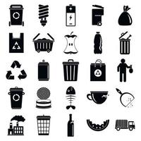 jeu d'icônes d'ordures de ville, style simple