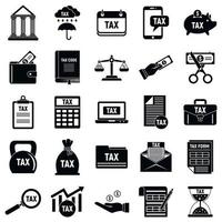 ensemble d'icônes de formulaire d'impôt, style simple vecteur