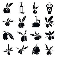 jeu d'icônes d'olive, style simple vecteur