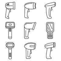 ensemble d'icônes de scanner de code-barres de l'opérateur, style de contour vecteur