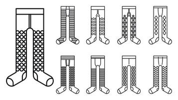 ensemble d'icônes d'usure de collants, style de contour vecteur