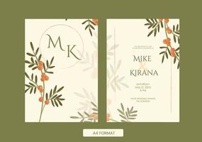 invitation de mariage florale vintage vecteur