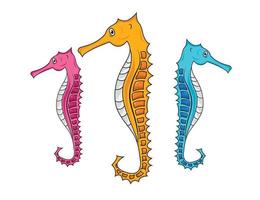 illustration de jeu de caractères de dessin animé hippocampe vecteur