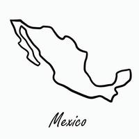 doodle dessin à main levée de la carte du mexique. vecteur