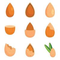 icônes de graines d'huile de noix d'amande définies style plat