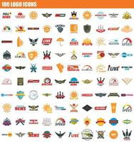 Jeu d'icônes de 100 logos, style plat vecteur