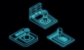 icônes de boîte de vitesses définies vecteur néon