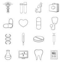 contour de l'ensemble d'icônes médicales vecteur