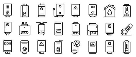 ensemble d'icônes de chaudière, style de contour vecteur