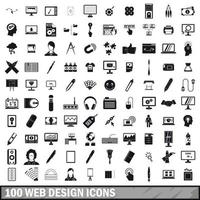 Ensemble de 100 icônes de conception de sites Web, style simple vecteur