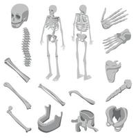 ensemble d'icônes de squelette, style isométrique vecteur
