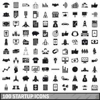 Ensemble de 100 icônes de démarrage, style simple vecteur