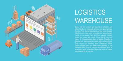 bannière de concept d'entrepôt logistique, style isométrique vecteur