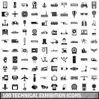 Ensemble de 100 icônes d'exposition technique, style simple vecteur