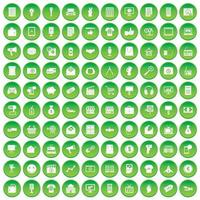 100 icônes marketing définies cercle vert vecteur