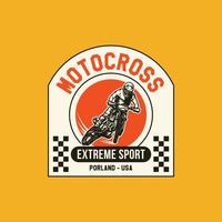 insigne de logo de club d'aventure de motocross dessiné à la main vecteur