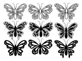 illustration de doodle dessin au trait papillon vecteur