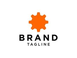 logo de travailleur industriel. symbole d'icône d'engrenage cercle orange à l'intérieur isolé sur fond blanc. éléments de modèle de conception de logo vectoriel plat pour les logos d'entreprise et de technologie.