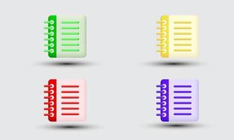 bloc-notes vide jeu 3d unique coloré isolé sur vecteur