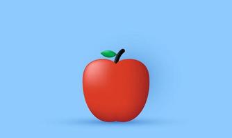 icône unique de pomme rouge 3d isolée sur vecteur