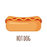 icône de hot-dog dans un style plat isolé sur fond blanc. symbole de restauration rapide. illustration vectorielle. vecteur