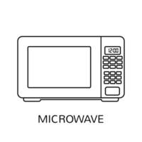 icône de contour micro-ondes isolé sur fond blanc. appareil électroménager dans le style d'art en ligne. article de cuisine. illustration vectorielle. vecteur