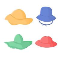 ensemble de chapeaux colorés de style rétro différent. collection de jolis chapeaux. illustration vectorielle isolée. vecteur