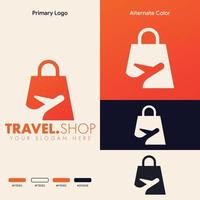 création de logo de sac shopping avion minimaliste simple vecteur