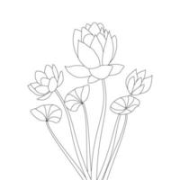 dessin au crayon de fleur de lotus pour enfants mignons coloriage sur fond d'illustration vecteur