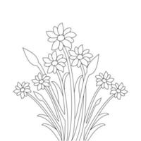 croquis de fleur de dessin vectoriel d'art en ligne pour une page de coloriage mignonne