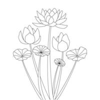 fleur de lotus étoile coloriage page noir blanc illustration avec crayon dessin au trait vecteur