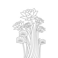 nénuphar dessin au trait crayon art de la floraison coloriage pour enfant illustration éducative vecteur