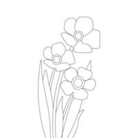s'épanouir en fleurs illustration de la page de coloriage de dessin au trait botanique naturel vecteur