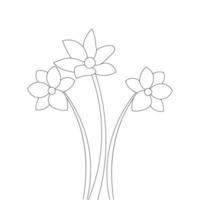 Coloriage de fleurs pour enfants illustration de fleur botanique isolée de silhouette vecteur