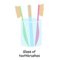 verre d'illustration d'éléments de salle de bain avec des brosses à dents. salle de bain vecteur