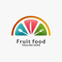 création de logo de nourriture aux fruits orange vecteur