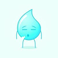 dessin animé mignon de l'eau avec une expression plate. Bleu et blanc. adapté à l'émoticône, au logo, à la mascotte et au symbole vecteur