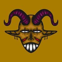 illustration du crâne de diable à deux cornes. parfait pour les mascottes, les logos, les icônes, les symboles et les dessins de t-shirts. noir et blanc vecteur