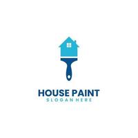 création de logo de peinture de maison sur fond isolé, pinceau avec concept de logo de maison vecteur