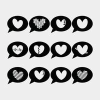 silhouette love emoji set in bubble speech - cute love emoticon set in bubble speech isolated on white vecteur