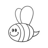 image monochrome, petite abeille mignonne, sourires d'abeilles, illustration vectorielle en style dessin animé sur fond blanc vecteur