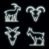 chèvre, icônes, ensemble, vecteur, néon vecteur