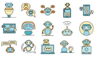 chatbot icônes définies vecteur plat