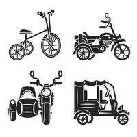 jeu d'icônes de tricycle, style simple vecteur