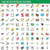 Ensemble de 100 icônes statistiques, style dessin animé vecteur