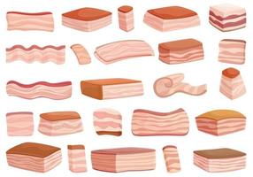 icônes de saindoux de porc définies vecteur de dessin animé. viande de lard