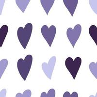 modèle sans couture de coeur. coeur violet, lilas, fond bleu. motif de dessin animé de couleur. papier d'emballage, textiles, tissus. illustration vectorielle sur fond blanc. vecteur